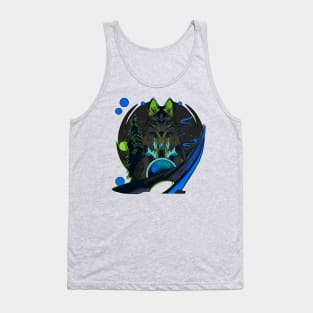 Wolf cartoon style wild animal with forest background Tank Top